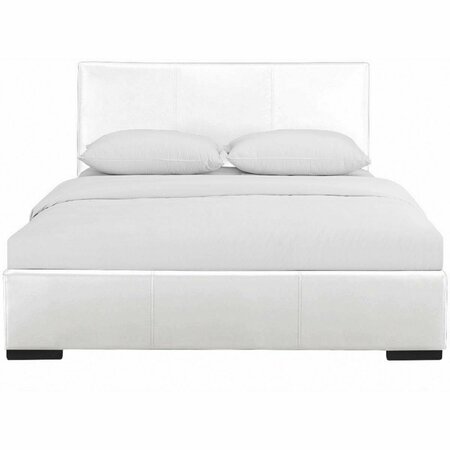 GFANCY FIXTURES 34.8 x 56.7 x 80.5 in. White Upholstered Full Size Platform Bed GF3651328